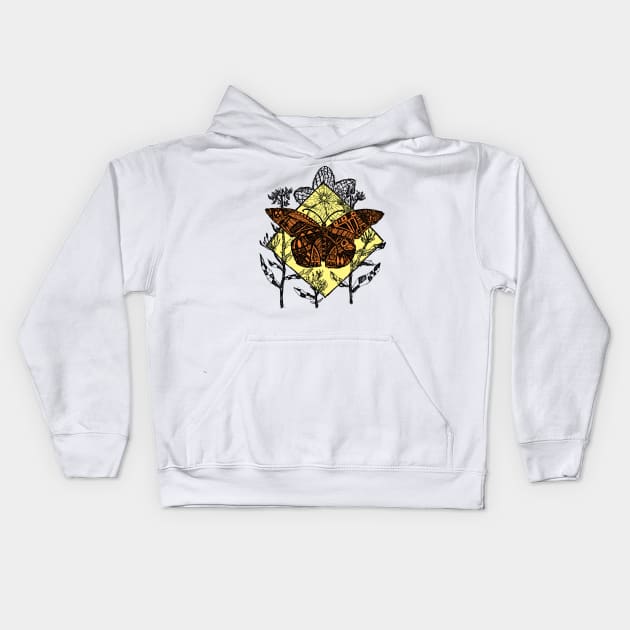 Monarch Butterfly Sketch - Color Kids Hoodie by Hinterlund